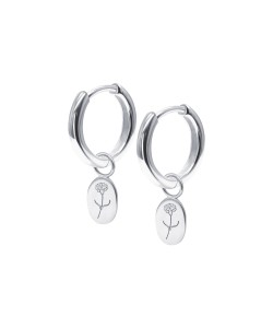 Carnation Birth Flower Silver Huggie Earring Charms HO-2707